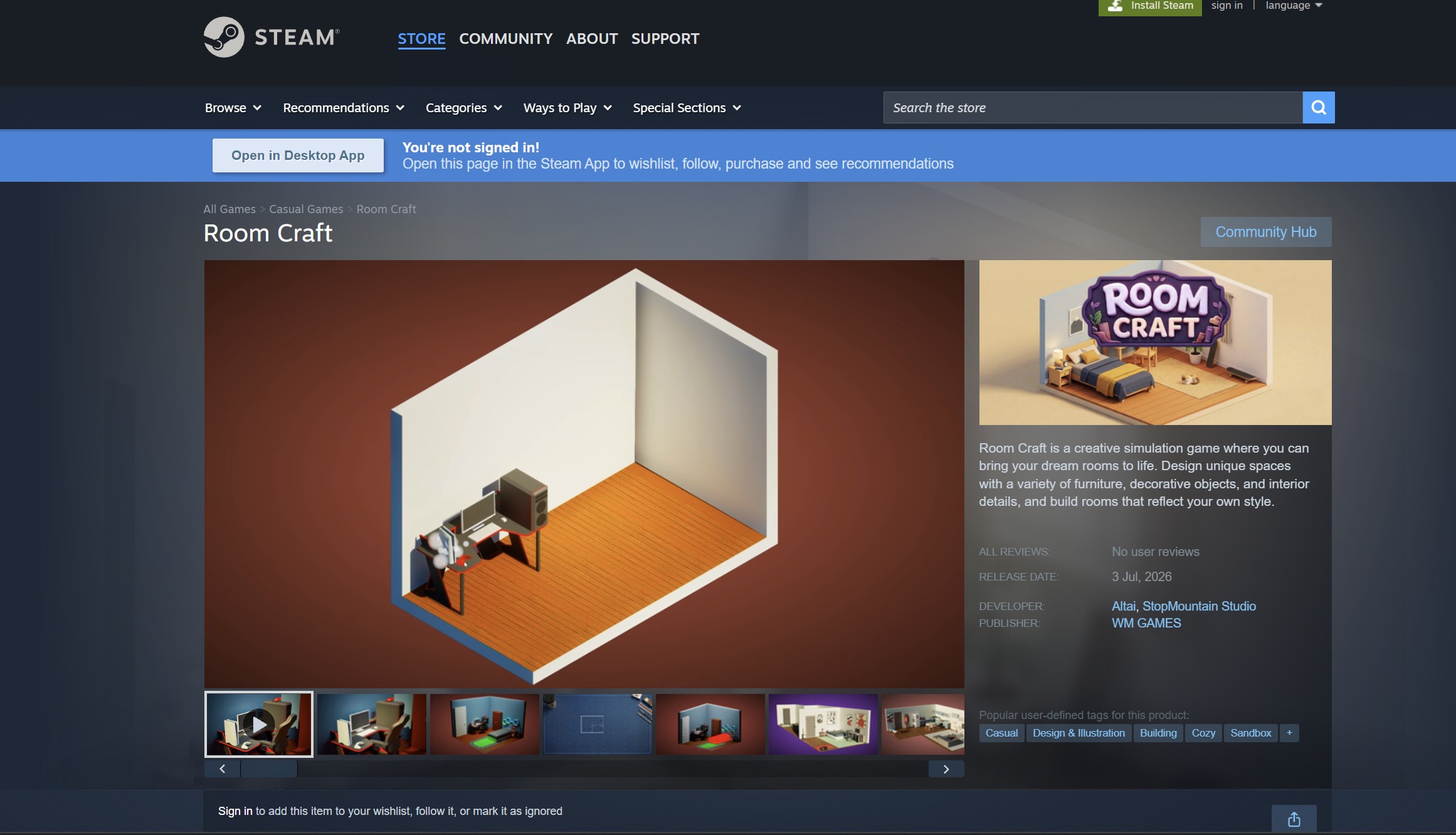 RoomCraft game studio project