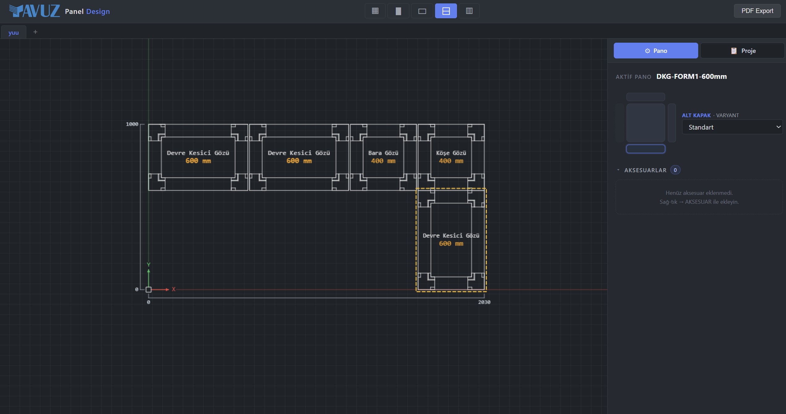 Yavuz Pano A.Ş. panel configurator
